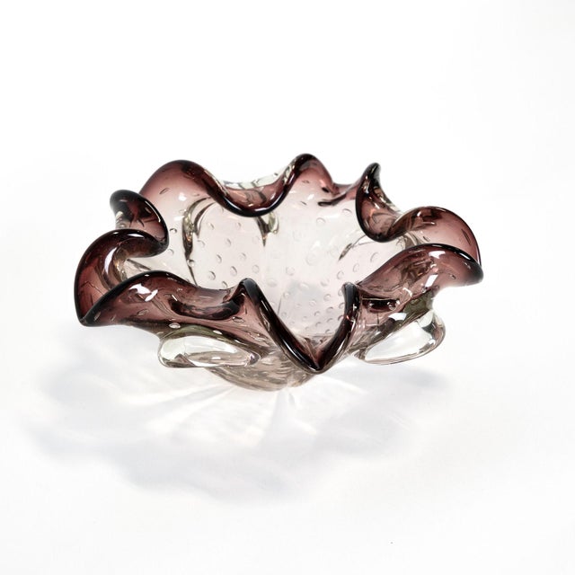 Glass 1960s Italian Murano Style Art Glass Bullicante Bowl For Sale - Image 7 of 8