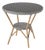 Tobias 30 in. W Outdoor Round Rattan and Metal Bistro Table, Gray/White Dot / Natural Rattan Frame For Sale