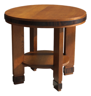 Dutch Art Deco Oak Table with Macassar Ebony Details, 1920s