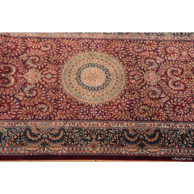 Textile Nazmiyal Collection Floral Vintage Persian Silk Qum Runner Rug For Sale - Image 7 of 8