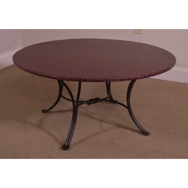 Custom Quality 36 Round Faux Reptile Skin Top Iron Base Coffee