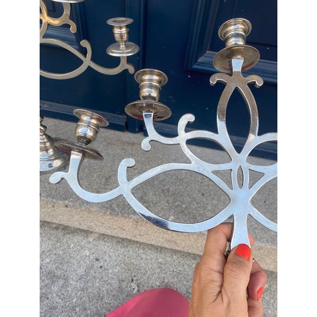 Metal Vintage Candleholders in Metal, 1920s, Set of 2 For Sale - Image 7 of 11
