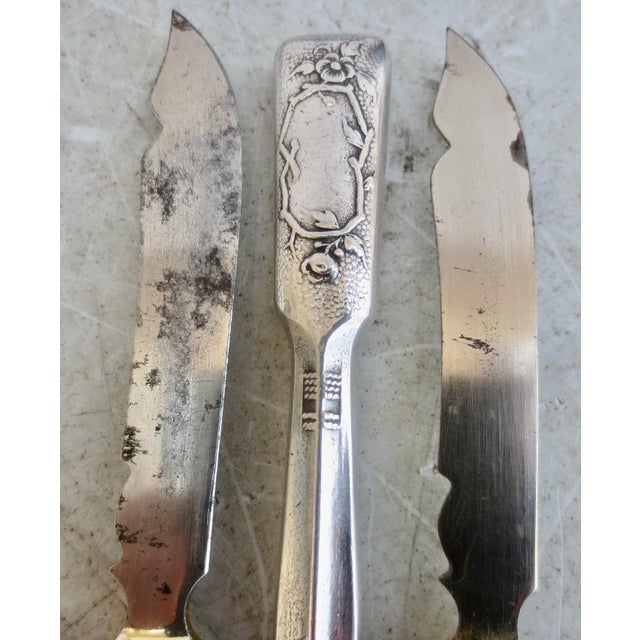 Arts and Crafts cocktail sets of 6 forks and 6 knives. Nicely weighted handles and designed with a branch work of angular...