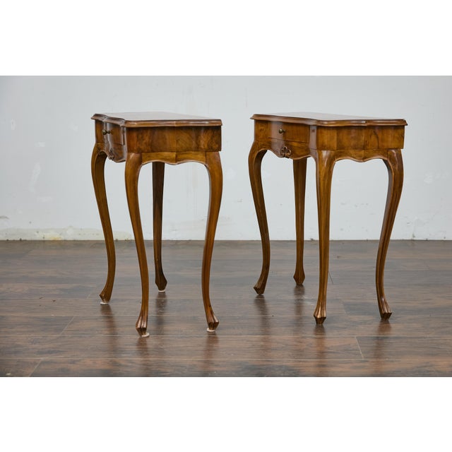 19th Century Pair of Italian Louis XV Style Walnut Console Tables with Serpentine Fronts For Sale - Image 12 of 12