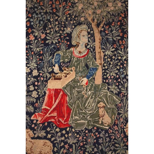 Framed Tapestry with Medieval Motif For Sale - Image 3 of 5