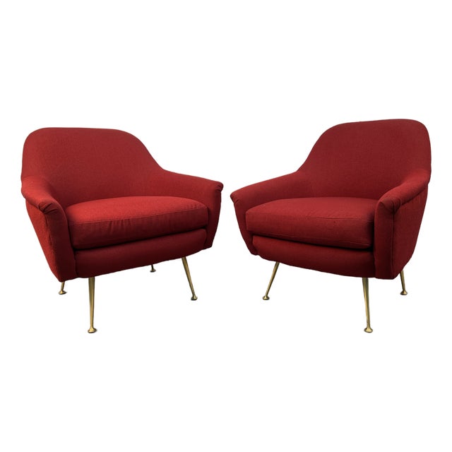 Pair of Mid-Century Style Burgundy Lounge Chairs For Sale
