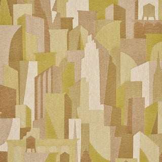 Schumacher The City'S Silent Lines Indoor/Out Fabric In Chartreuse For Sale