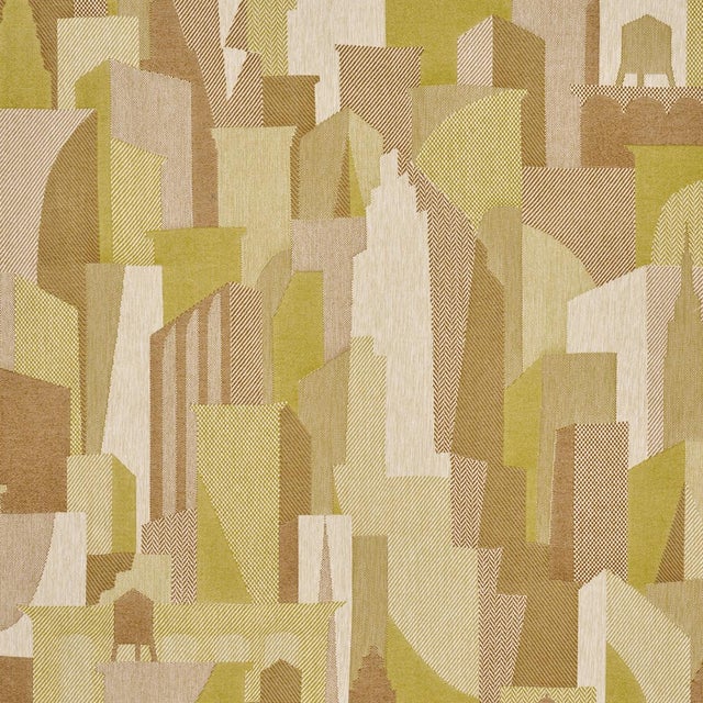 Schumacher The City'S Silent Lines Indoor/Out Fabric In Chartreuse For Sale