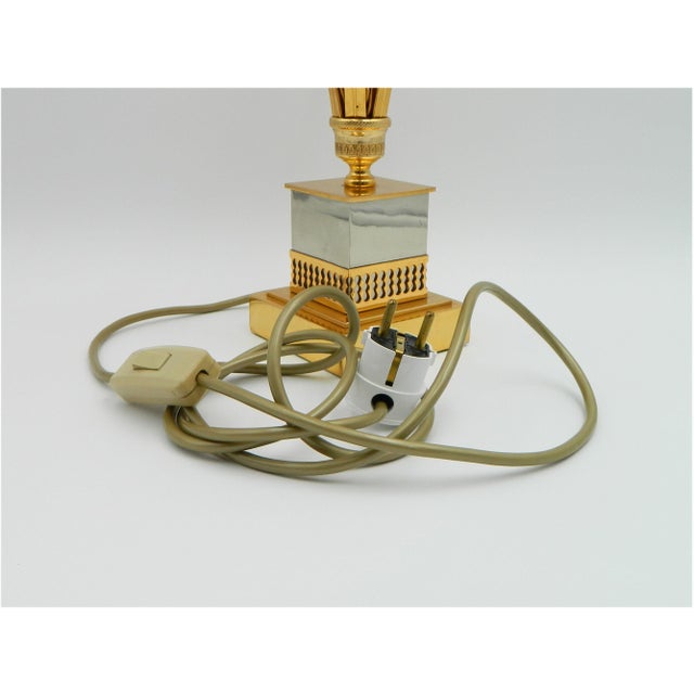 Gold Brass Table Lamp with Golden Leaves by Boulanger, 1970s For Sale - Image 8 of 11