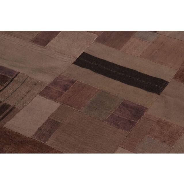 1950s Vintage Turkish Rug in Brown With Geometric Patchwork Composition - Rug & Kilim For Sale - Image 5 of 9