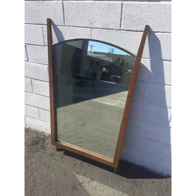 Mid Century Modern Walnut Wall Mirror - Vintage Boho Entryway Decor For Sale - Image 9 of 10