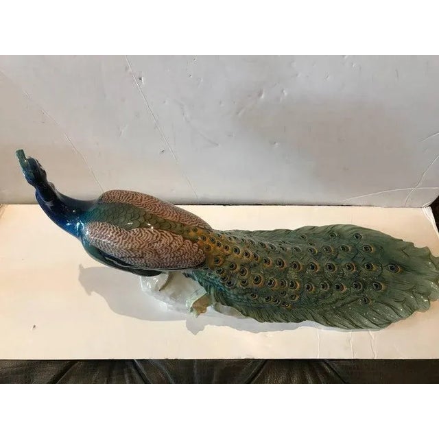 Nymphenburg Porcelain Nymphenburg Hand Painted Porcelain Peacock, Signed and Dated 1912 For Sale - Image 4 of 10