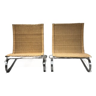 1980s Fritz Hansen Pk 20 Wicker Lounge Chair Designed by Poul Kjærholm For Sale