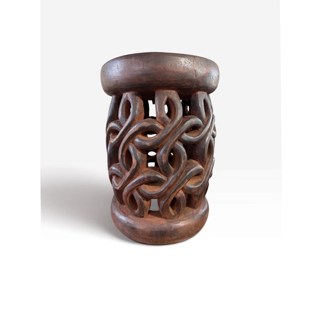 1980s Vintage Tribal Nobility Bamileke Stool/Table Cameroon 16" H For Sale - Image 5 of 8