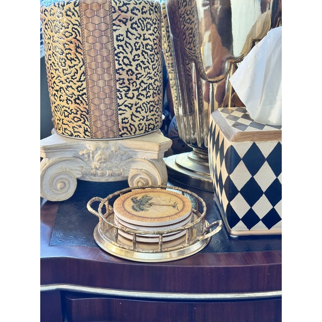 Made in India Solid Brass Bamboo Motif Petite Serving Tray For Sale In Seattle - Image 6 of 15