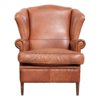 Wing Club Chair in Cowhide Leather For Sale