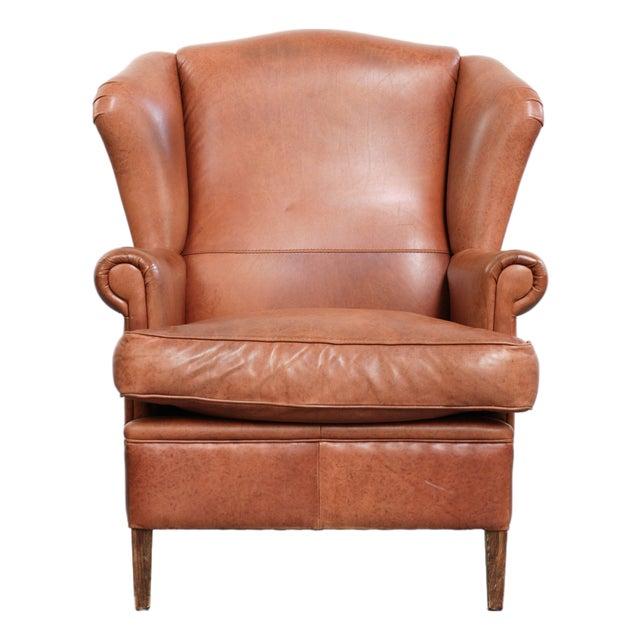 Wing Club Chair in Cowhide Leather For Sale