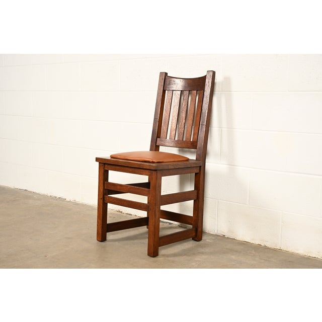 Charles Limbert Limbert Antique Mission Oak Arts & Crafts Side Chair or Dining Chair, Circa 1910 For Sale - Image 4 of 12