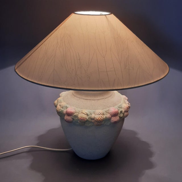 Ceramic Table Lamp with Beige Lampshade Fruits in Vintage Relief by Bitossi for Bitossi, 1960s For Sale - Image 6 of 16
