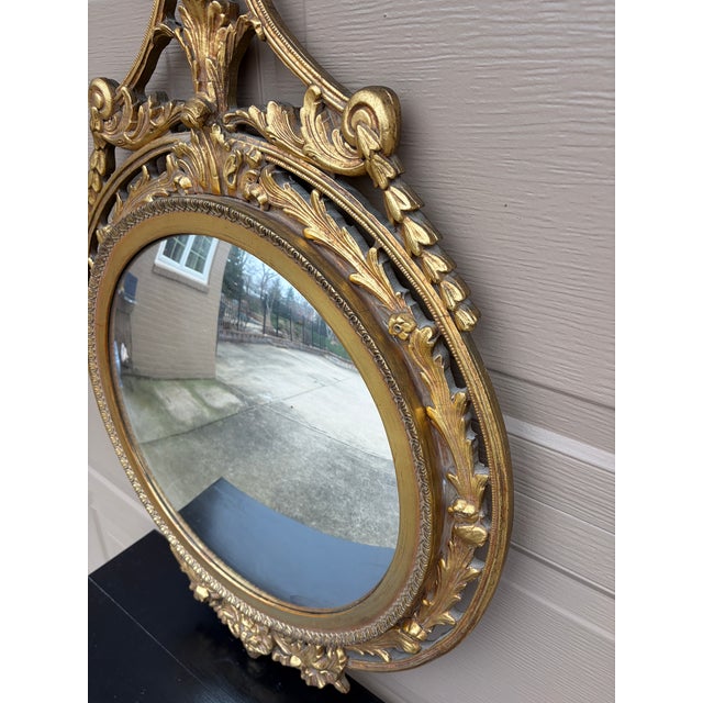 Mid-20th Century Robert Adam Style Giltwood Convex Wall Mirror For Sale In South Bend - Image 6 of 13