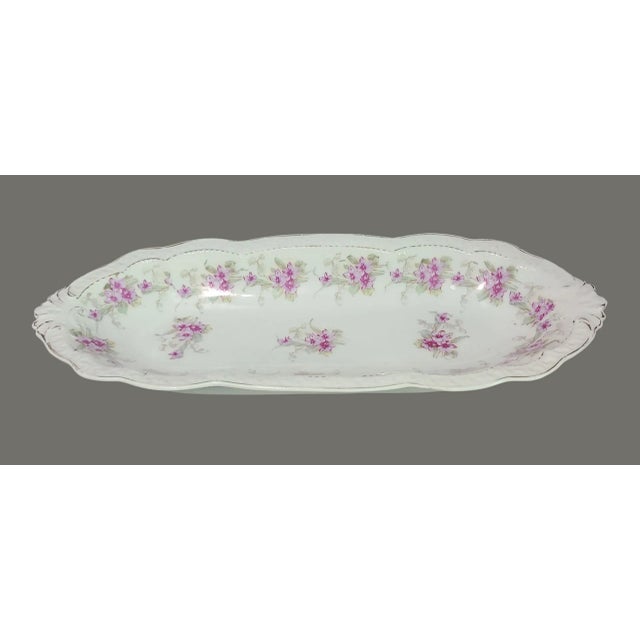 White Vintage Z&s Bavaria Hand Painted Floral Porcelain Relish Celery Serving Dish For Sale - Image 8 of 8