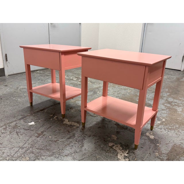 Wood Firebird Furniture Vintage Regency Style Pink Nightstands, Pair For Sale - Image 7 of 12