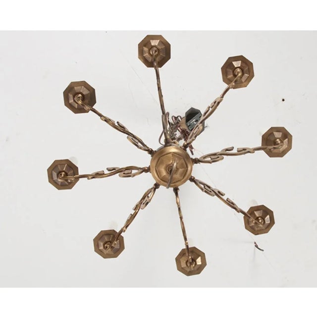 Metal French 19th Century Scrolling Brass Chandelier For Sale - Image 7 of 10