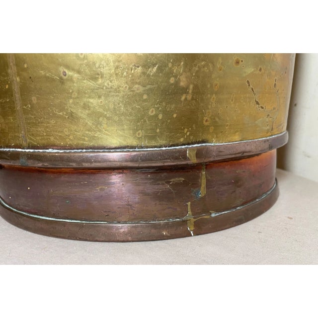 Large Heavy 19th Century Brass Copper Civil War Navy Water Milk Jug Metalware For Sale - Image 14 of 15