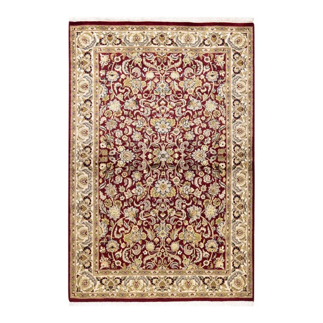 Red Mogul, One-of-a-Kind Hand-Knotted Area Rug in Red, 4' 2" x 6' 2" For Sale - Image 8 of 8