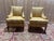 Magnificent pair of napoleon iii style wingback armchairs, fully reupholstered in a contemporary cut velvet with gold...