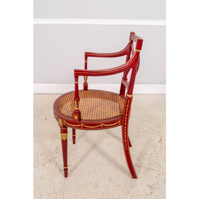 Neoclassical Pair Neoclassical Adams Style Hand Paint Decorated Armchairs For Sale - Image 3 of 18
