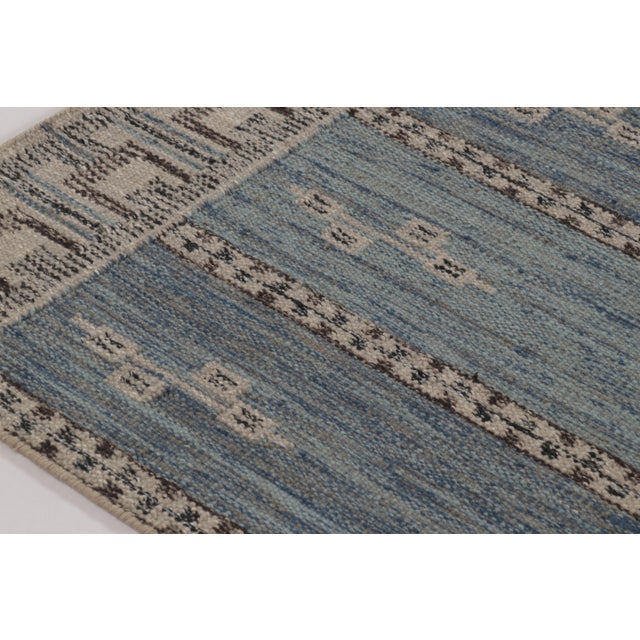 Contemporary Rug & Kilim’s Scandinavian Inspired Rug in Blue With Geometric Minimalist Pattern For Sale - Image 3 of 10