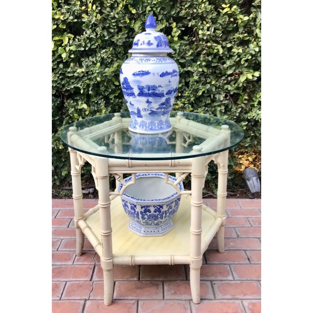 Vintage Faux Bamboo Chinoiserie Side Table, Allegro for Thomasville For Sale In Palm Springs - Image 6 of 13