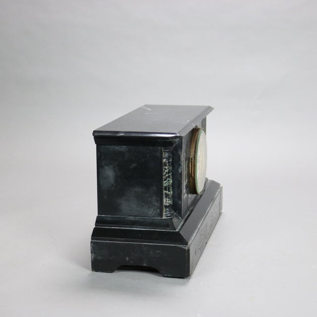 Neoclassical Antique Neoclassical Slate Mantle Clock with Open Escapement, c1890 For Sale - Image 3 of 12