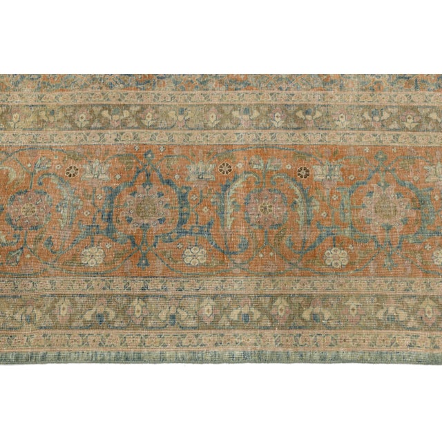 1900s Antique Persian Tabriz Wool Rug Handmade in Blue With Allover Pattern For Sale - Image 9 of 11
