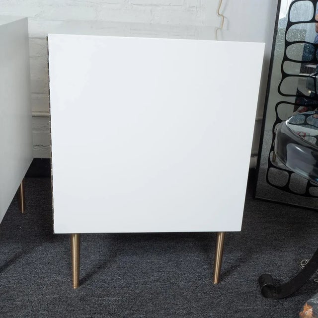 Vintage Mid-Century Modern Cubic White Cabinets - a Pair For Sale - Image 10 of 13