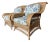 Vintage Henry Link for Lexington Woven Rattan and Wicker Lounge Armchairs With Floral Upholstery | Pair For Sale