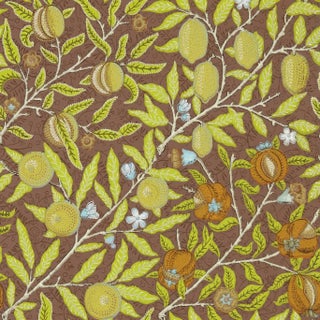 Morris & Co Fruit Wallpaper in Chocolate - a Sample For Sale