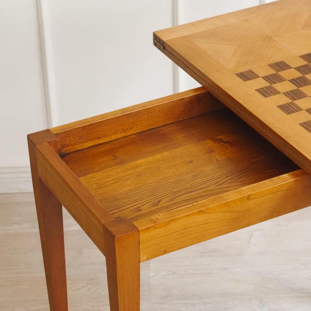 Vintage Game Table with Chessboard and Leather Top For Sale - Image 6 of 17