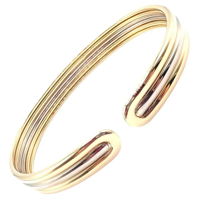 1980s Van Cleef & Arpels Yellow & White Gold Cuff Bangle Bracelet For Sale In Philadelphia - Image 6 of 12
