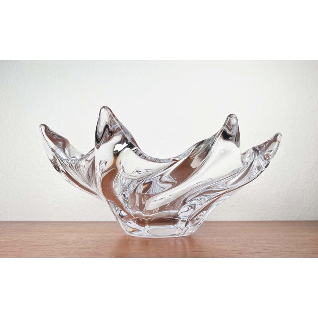 Large Mid-Century Modern Crystal Glass Fruit Bowl from Art Vannes, France, 1960s For Sale - Image 11 of 18
