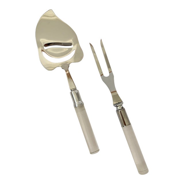 Vintage Lucite Cheese Knife and Fork Set For Sale