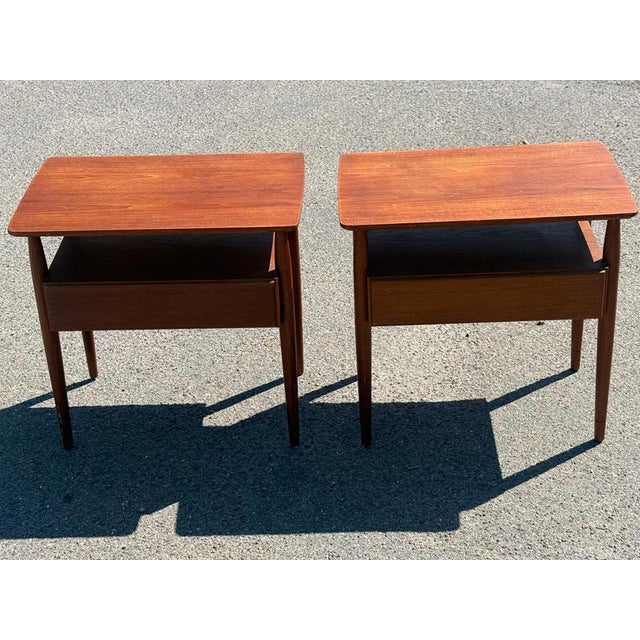 Danish Teak Nightstands from Gunni Omann, 1960s, Set of 2 For Sale - Image 10 of 11