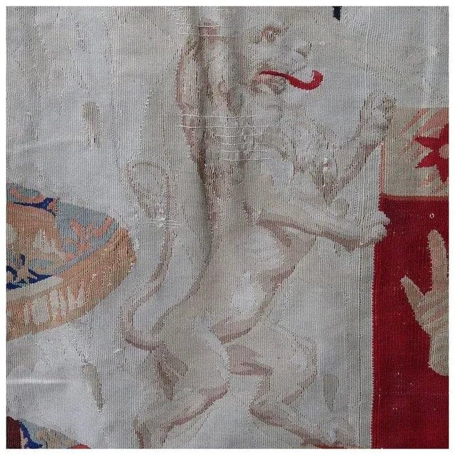 Mid 19th Century French Chatsworth House Marquis De Boissy Flat Weave Wool Armorial Tapestry Panel For Sale In Denver - Image 6 of 12