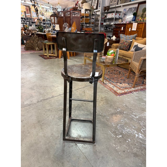 Vintage Mid-20th Century Industrial Steel Shop Desk & Matching Stool For Sale - Image 11 of 11