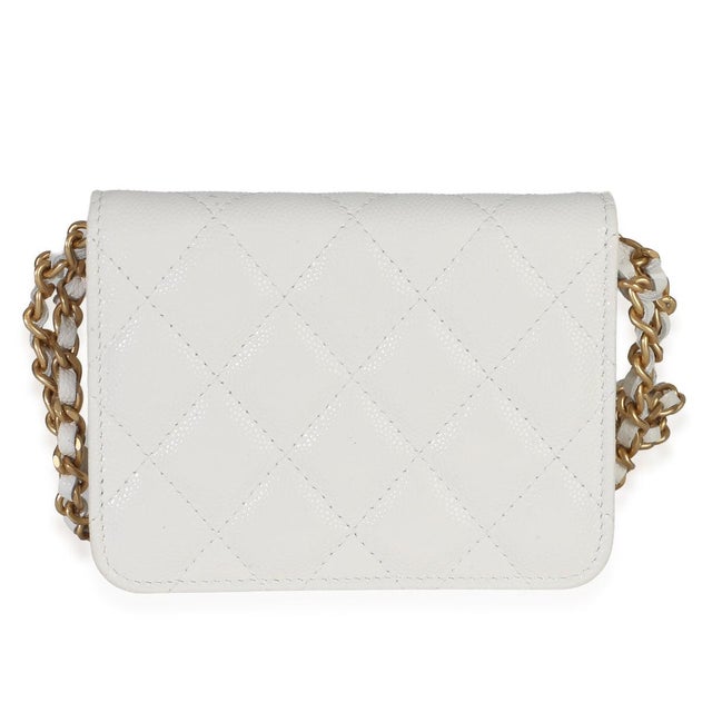 Chanel White Quilted Caviar Twist Your Buttons Coin Purse With Chain For Sale - Image 4 of 9