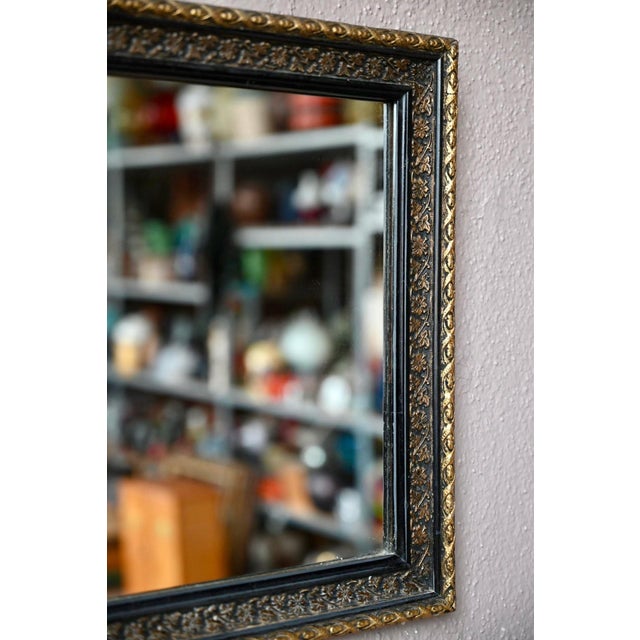 19th Century Napoleon III Wall Mirror in Blackened Wood and Gilded Stucco, 1890s For Sale - Image 5 of 7