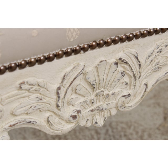 French Style Square Paint Decorated Ottoman or Stool For Sale - Image 9 of 13