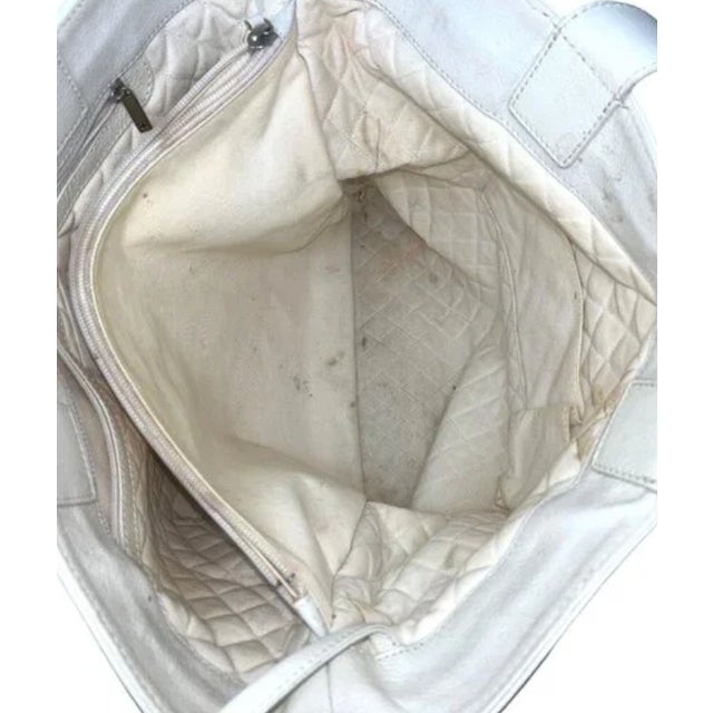 Ivory Chanel Ivory Goatskin Perforated Large CC Tote For Sale - Image 8 of 9