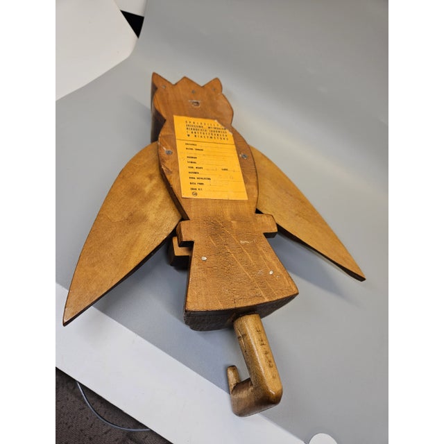 Mid-Century Modern Vintage Folk Art Owl Hand Carved For Sale - Image 3 of 7